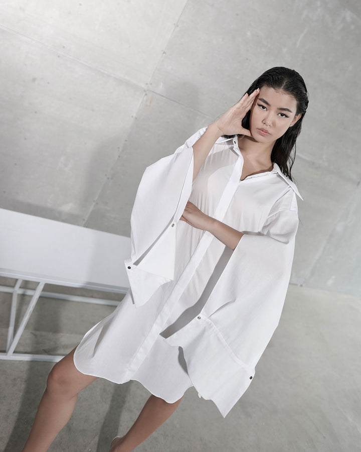 SHIRT DRESS WITH OPEN SLEEVES - Tenue