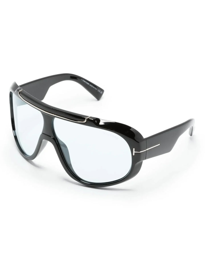 TOM FORD Eyewear logo-plaque shield-frame sunglasses - Tenue