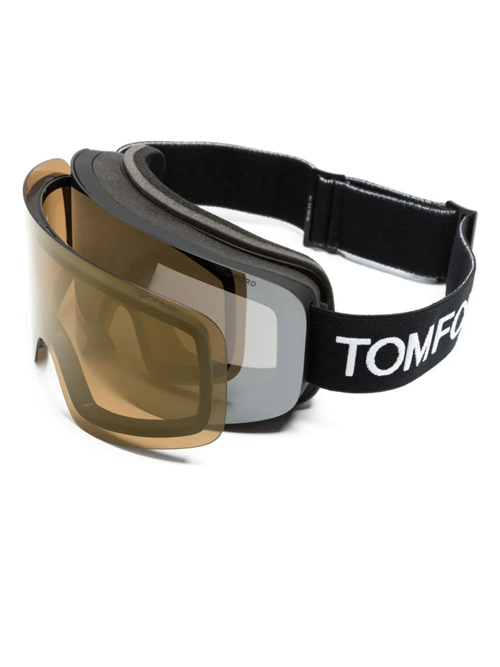 TOM FORD Eyewear logo-band mirrored-lenses ski goggles - Tenue